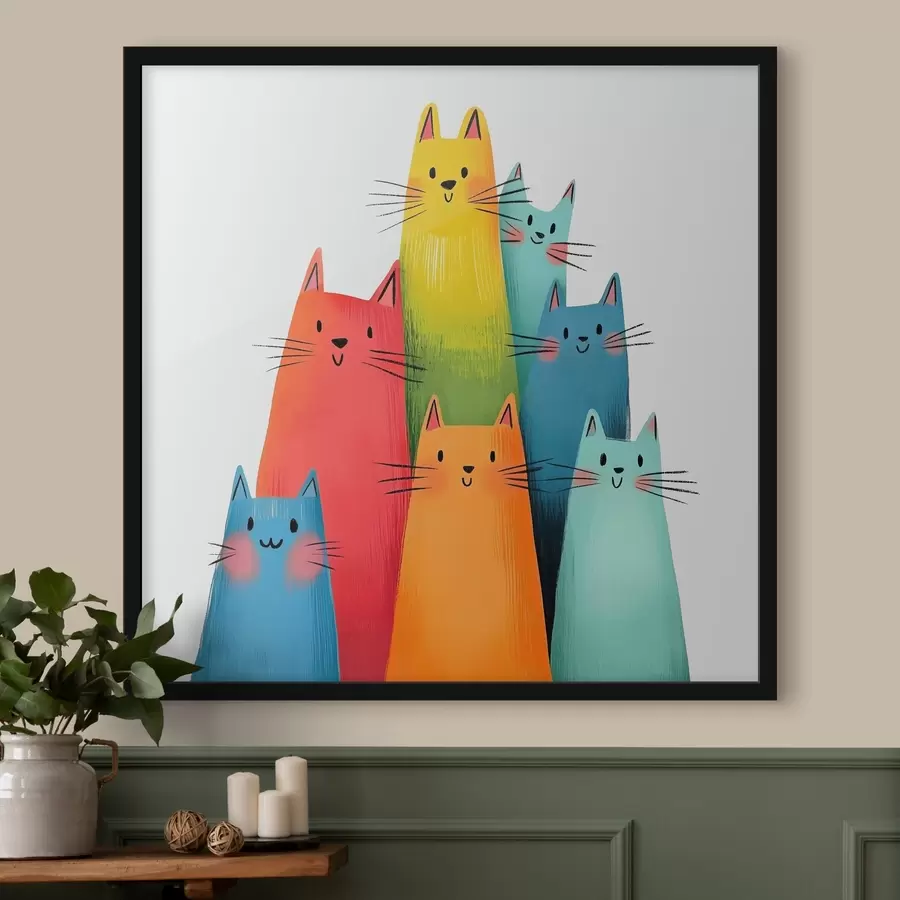 Paveikslėlis Abstrakčios įvairiaspalvės katės f40041