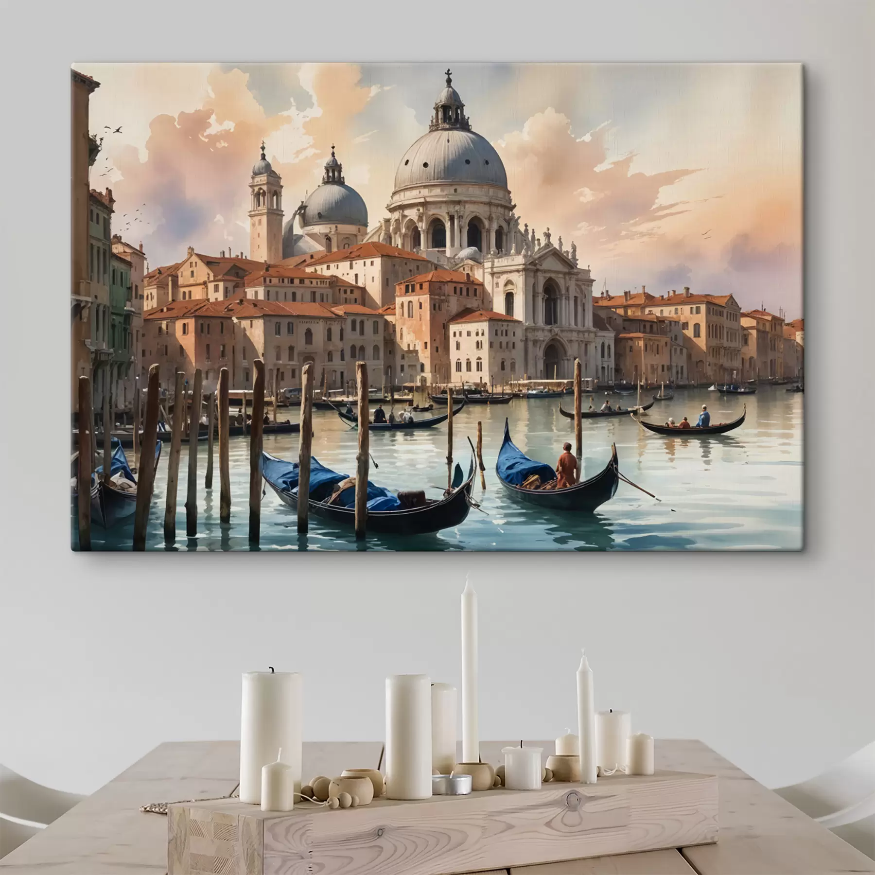 Fototapetai Vaizdingas akvarelės paveikslo vaizdas į Didįjį kanalą Venecijoje, Italijoje s40573