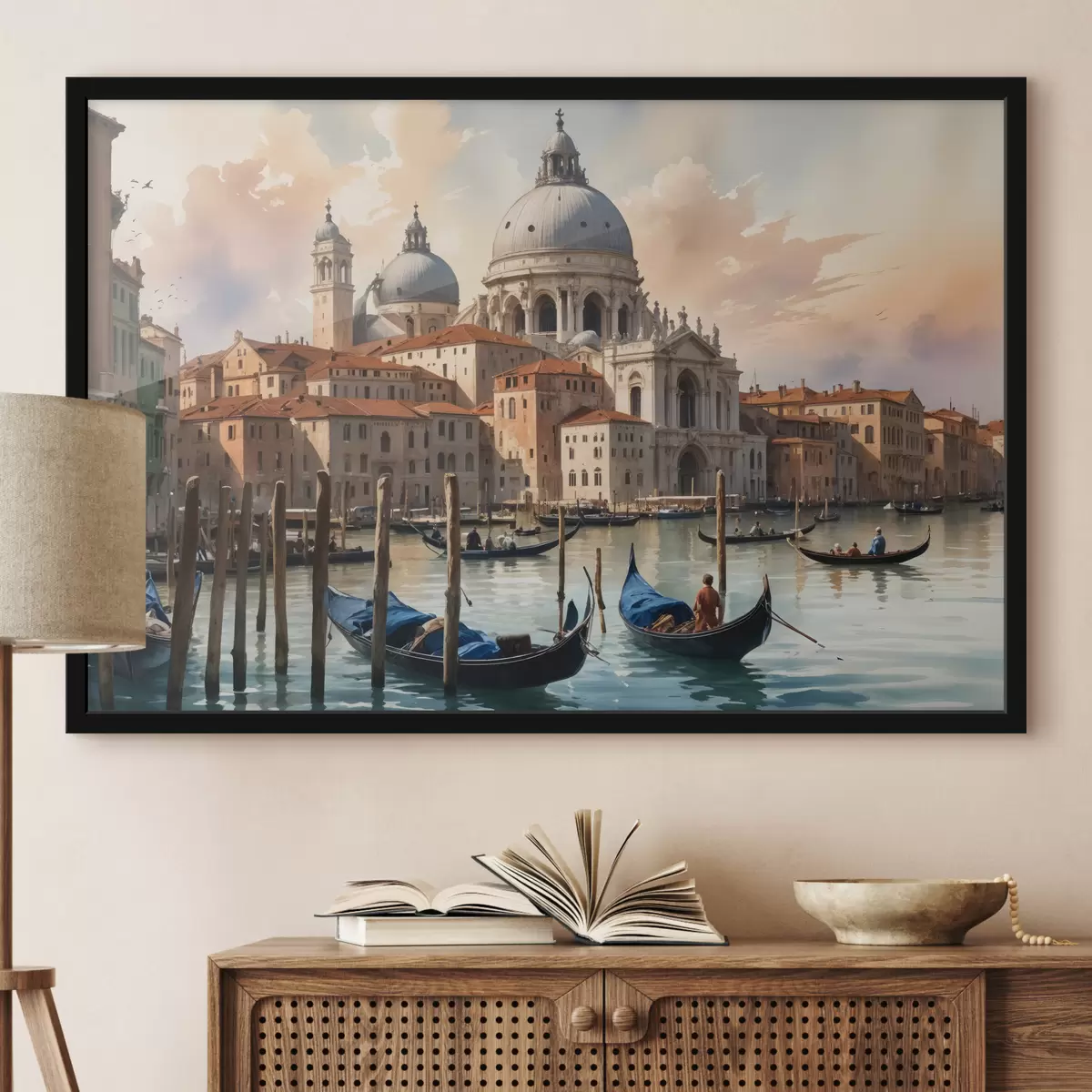 Plakatas Vaizdingas akvarelės paveikslo vaizdas į Didįjį kanalą Venecijoje, Italijoje f40573