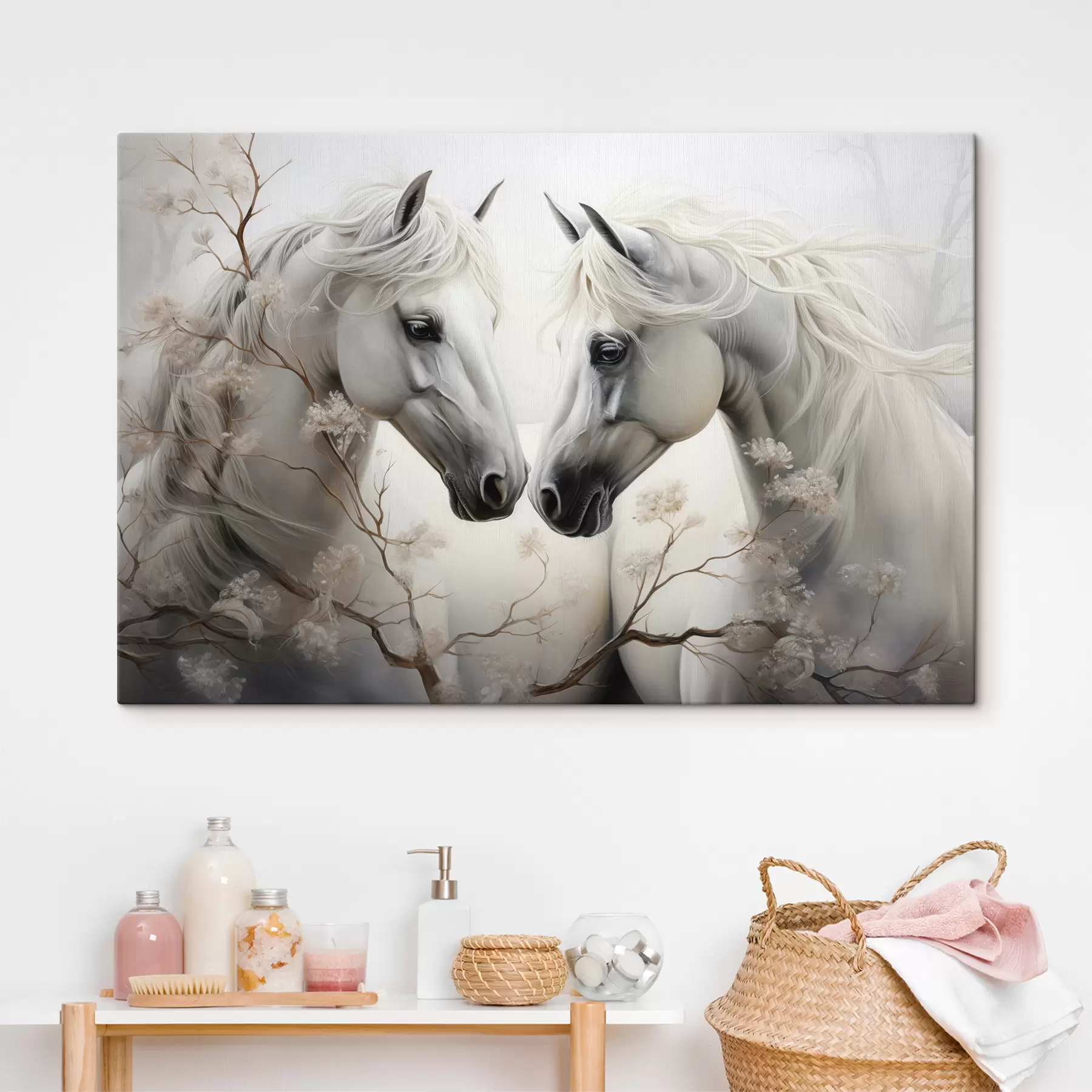 Fototapetai Tarp šakų du arkliai s40530