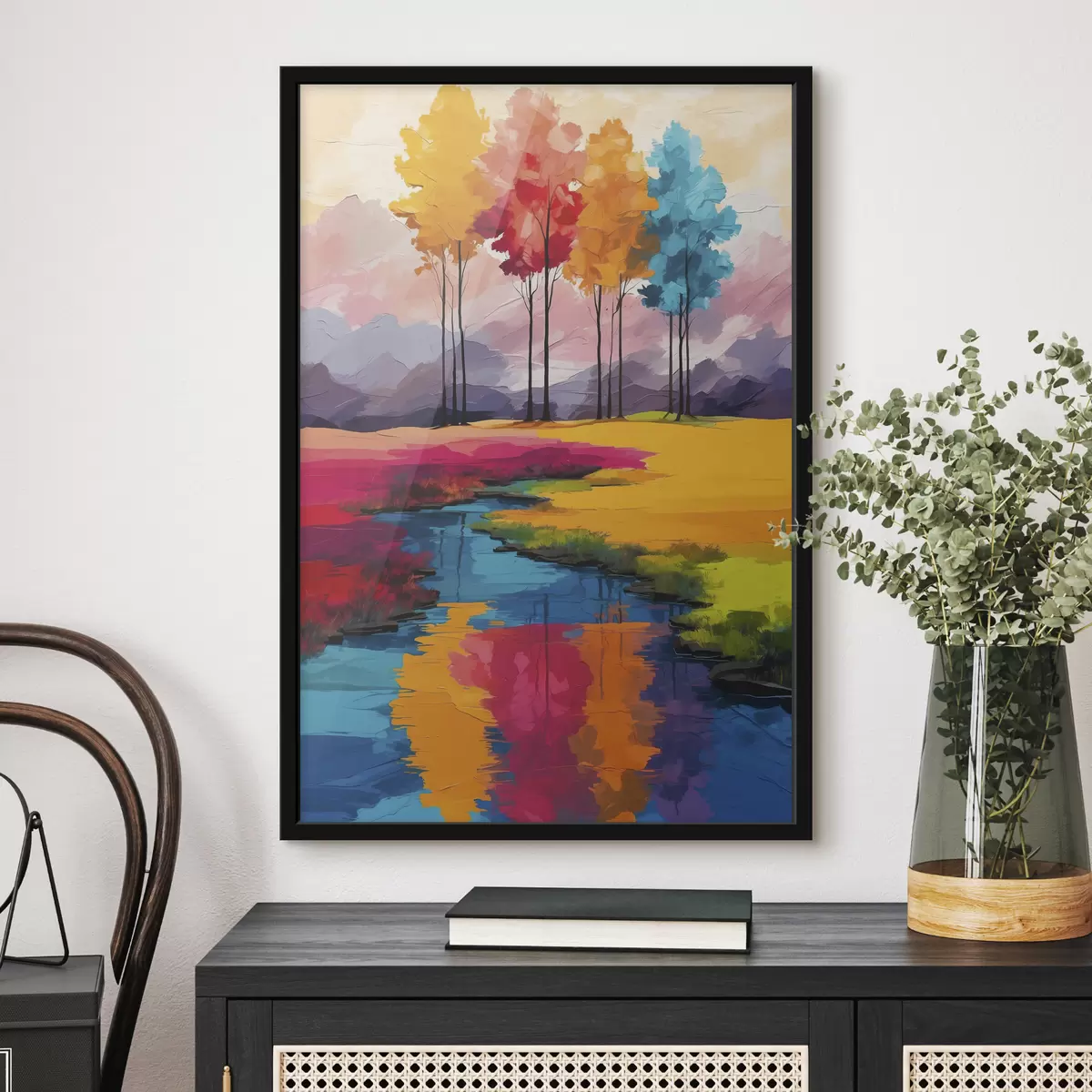 Plakatas Įvairiaspalviai akrilo medžiai f40456