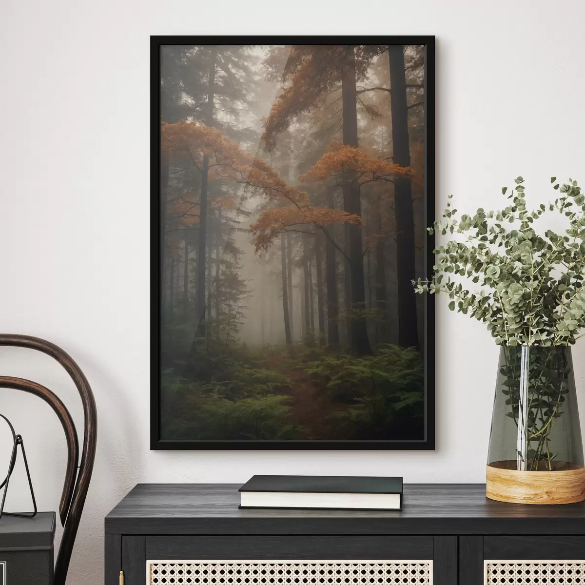 Plakatas Rūkas rudens miške f40474