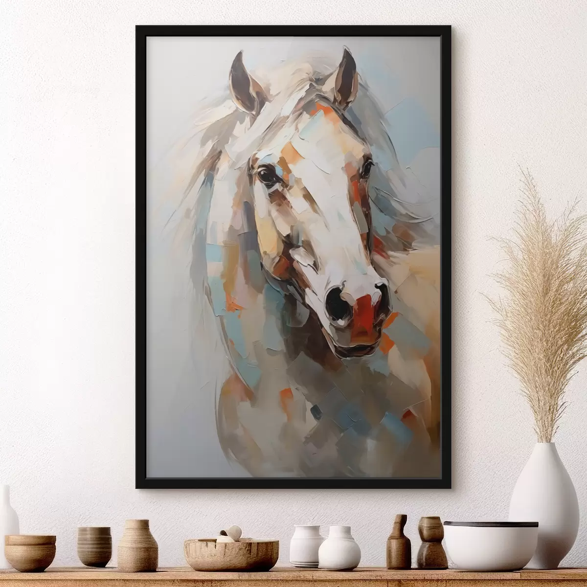 Plakatas Abstraktus balto žirgo portretas f40686
