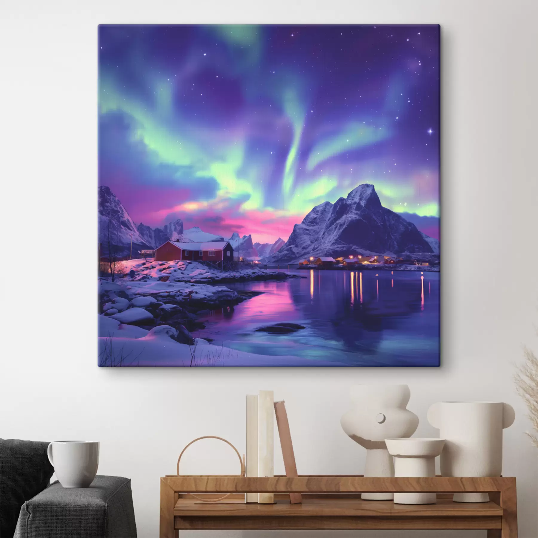 Paveikslėlis Šiaurės pašvaistės Lofoteno salose, Norvegija gamta, žiema s40298