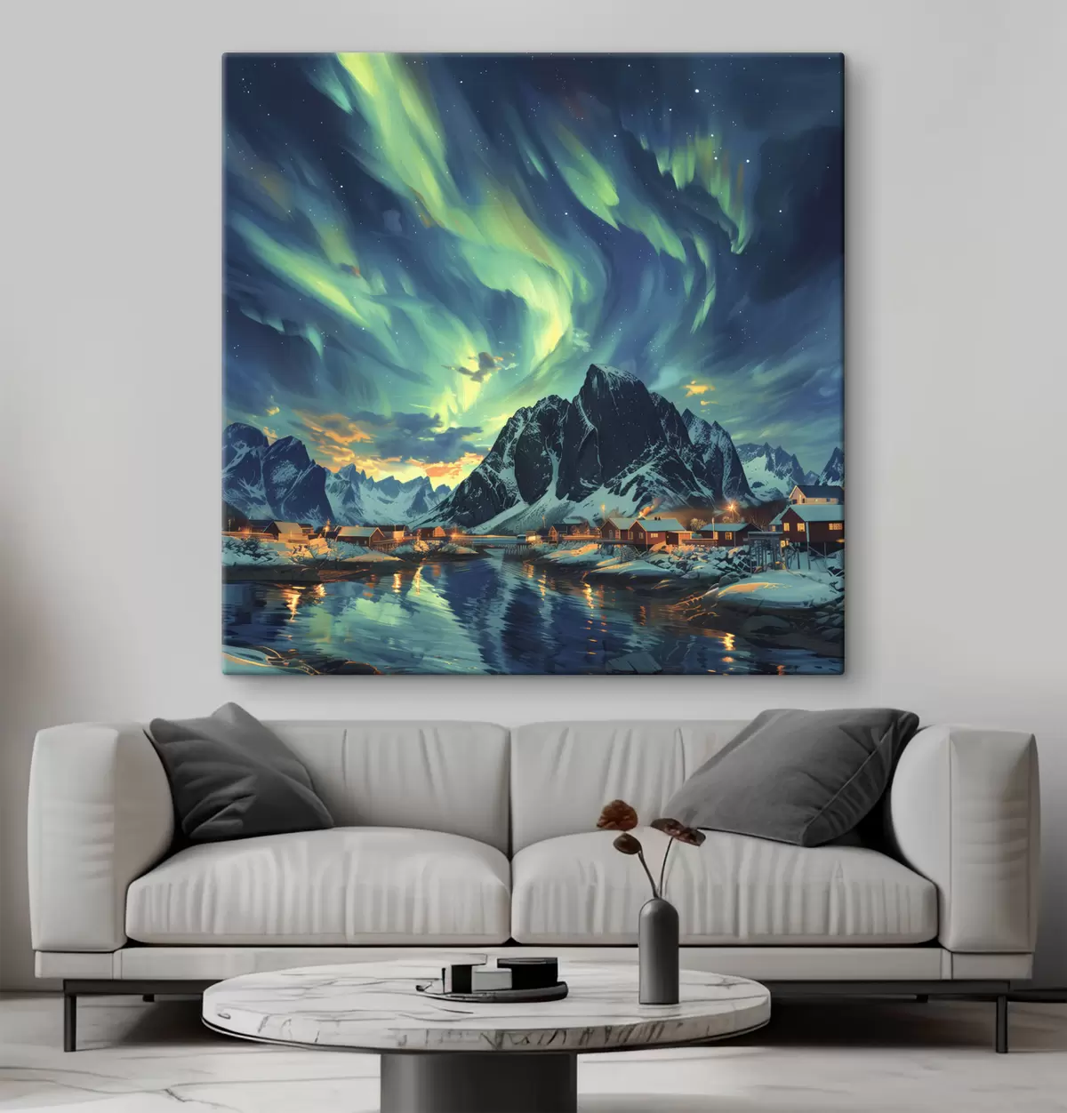 Paveikslėlis Lofoteno salos, žiemos kaimas, žiemos žiburiai s40299