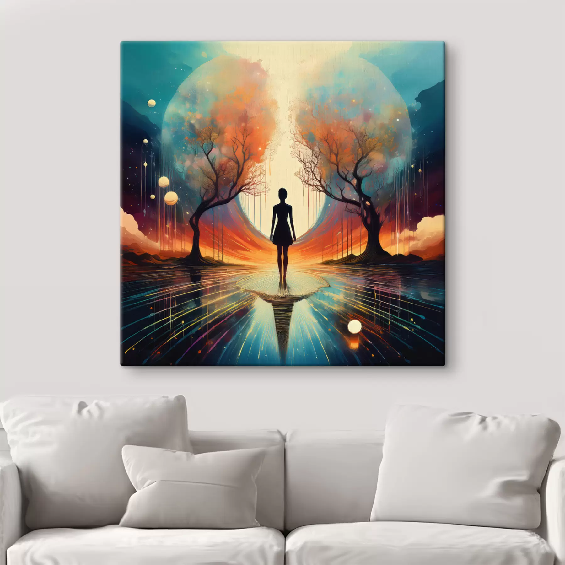 Fototapetai siluetas tarp medžių, savęs pažinimas, savirefleksija s40713