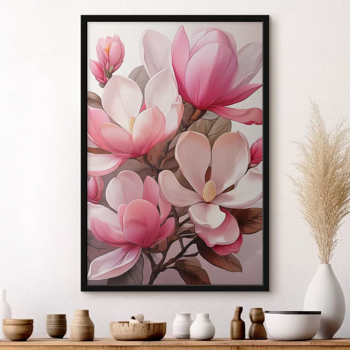 Plakatas rožinė didelė magnolija f40709