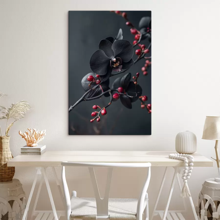 Fototapetai Elegantiška juodosios orchidėjos gėlių kompozicija s40663