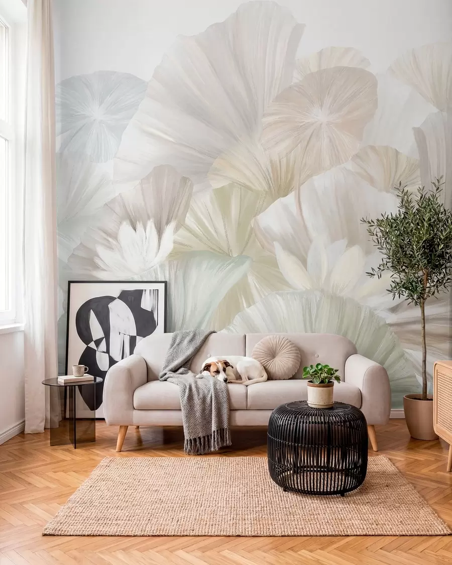 Fototapetai Žiedų vėduoklės šalavijų žalia w08265