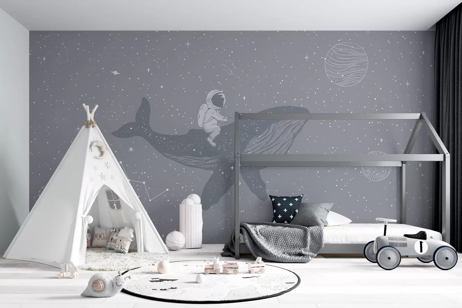 Fototapetai Astronautas ir stebuklingasis banginis kosmose w08298