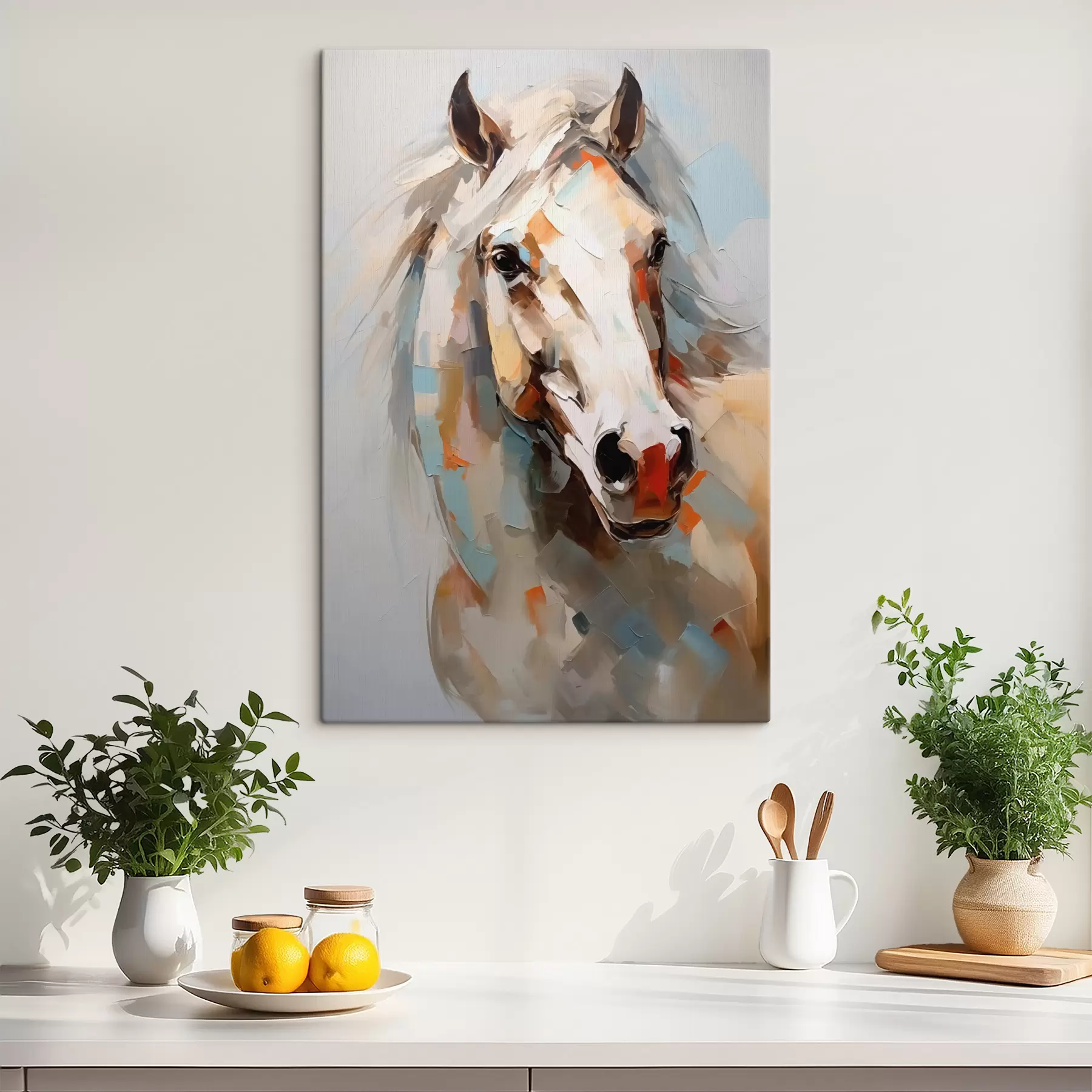 Fototapetai Abstraktus balto žirgo portretas s40686