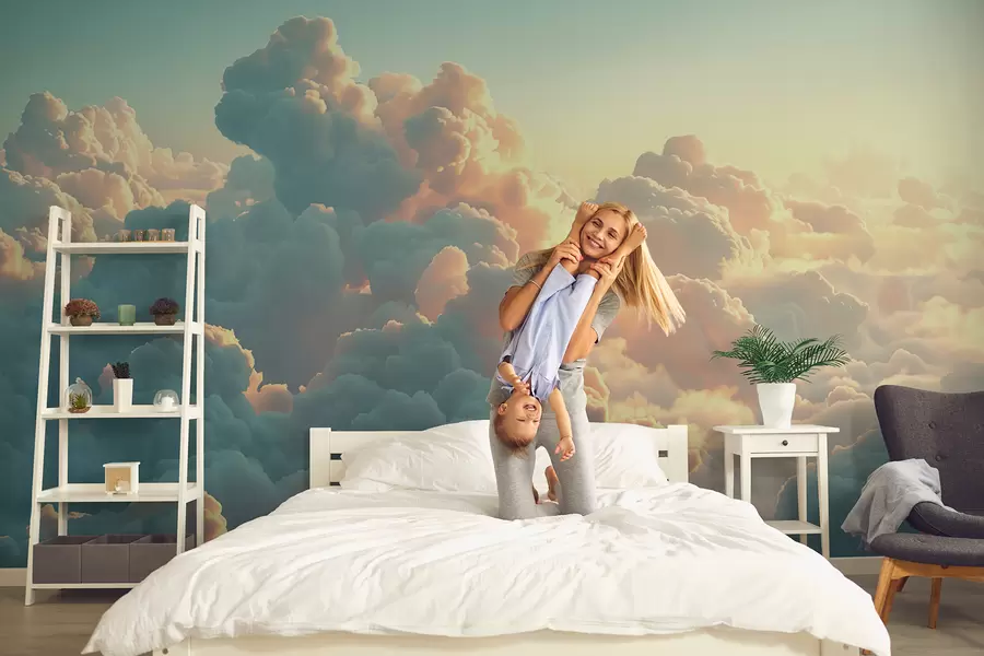 Fototapetai Šviesus dangus su daugybe šviesių debesų w01543