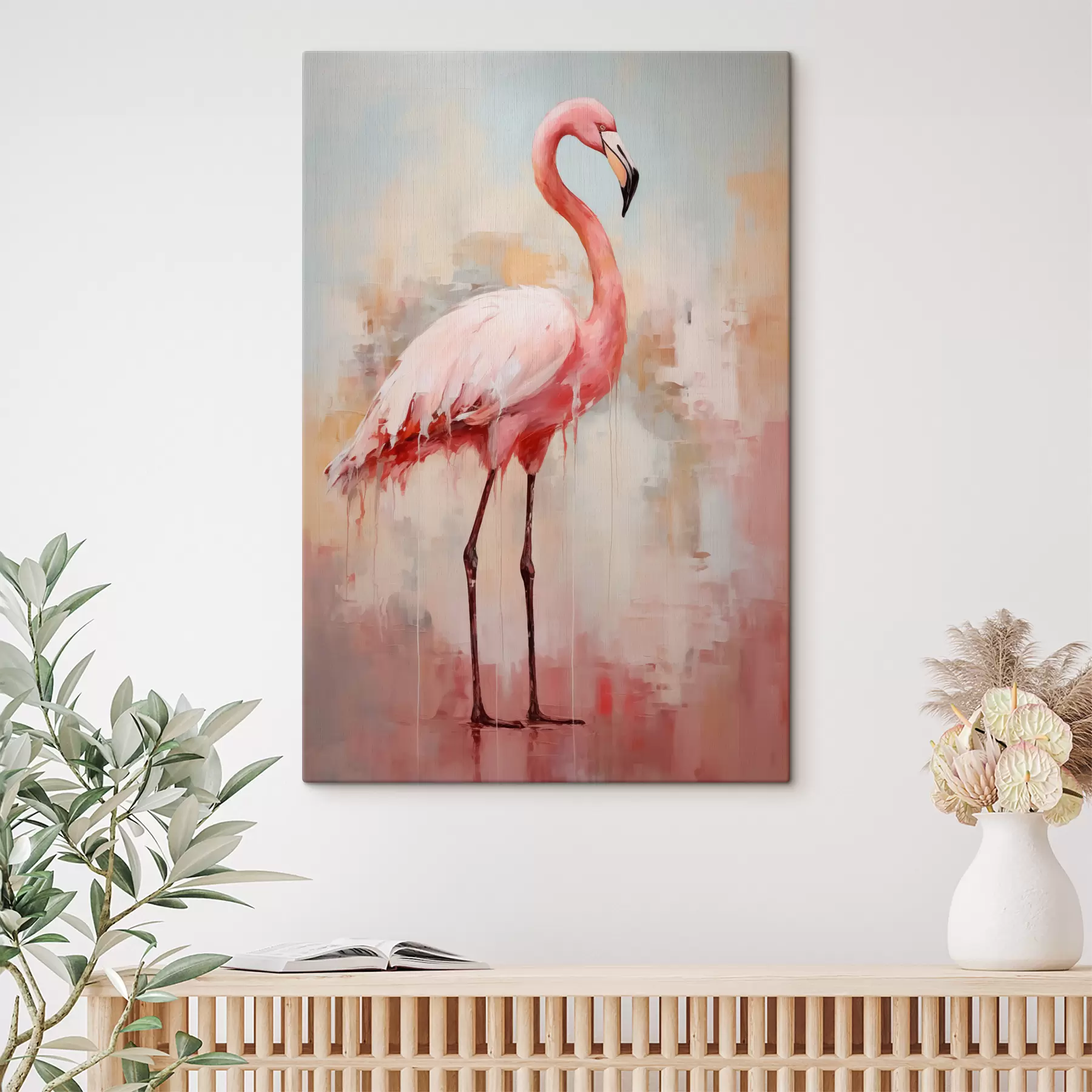 Fototapetai Rožinis flamingas abstrakčiame fone s40805