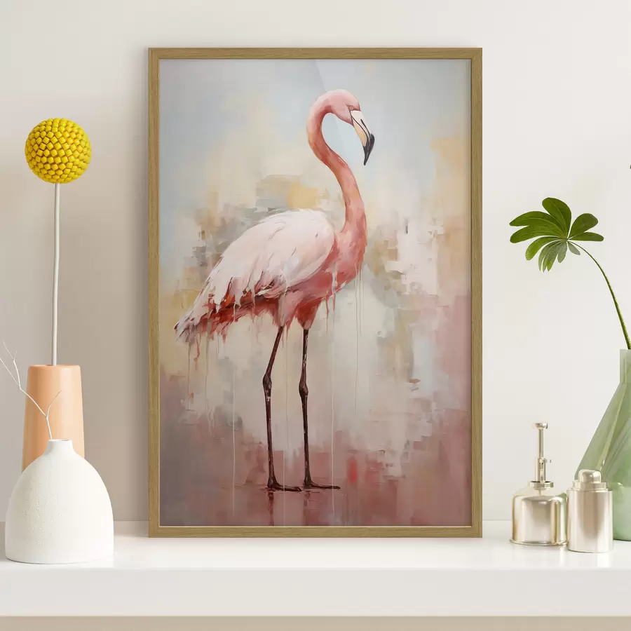 Fototapetai Rožinis flamingas abstrakčiame fone f40805