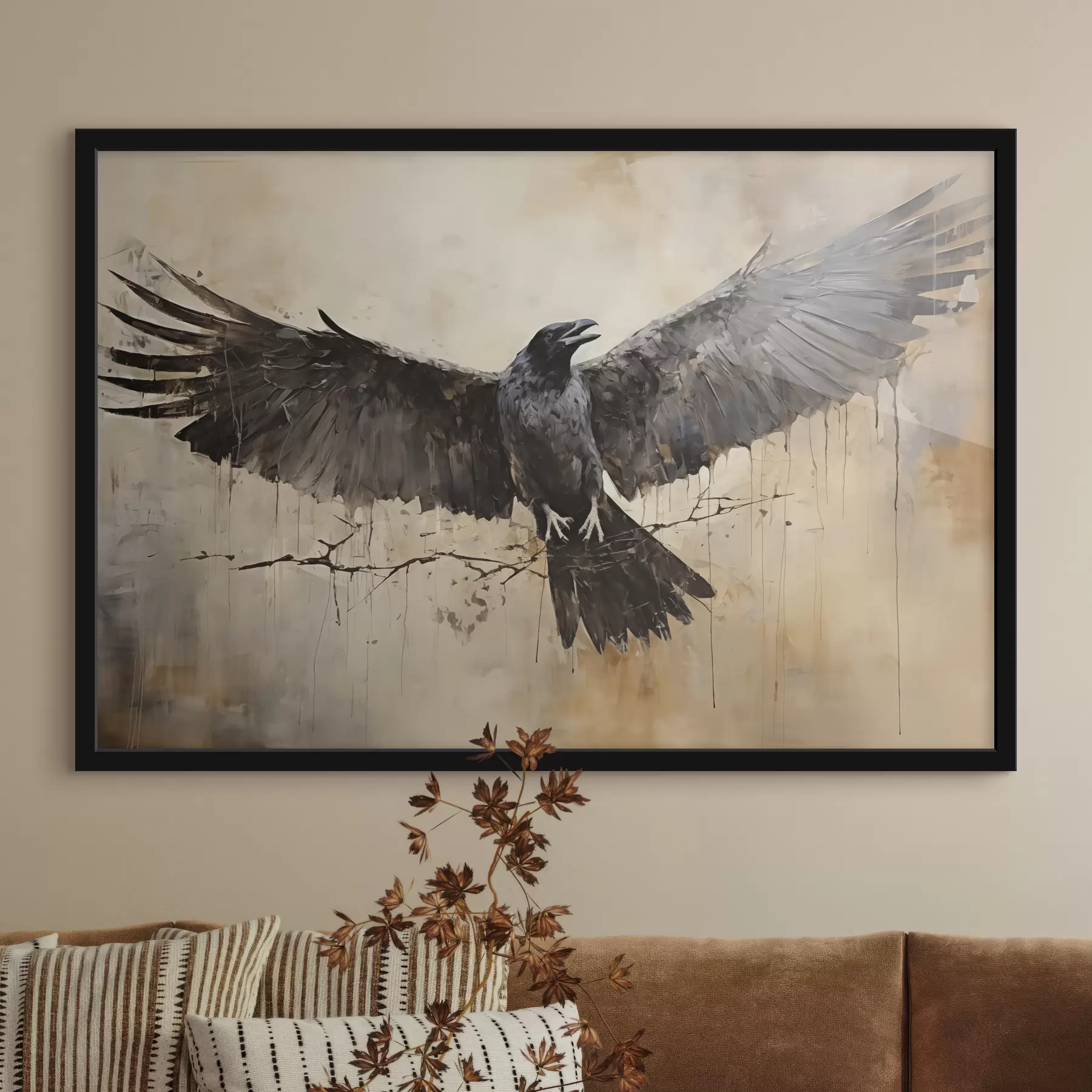 Fototapetai Juodas varnas išskleidė sparnus f40809