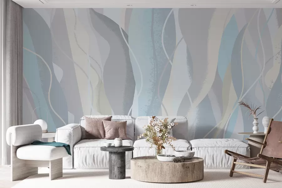 Fototapetai Šiuolaikiniai abstraktūs ekologiško stiliaus tapetai vėsiomis ir šiltomis spalvomis w01124