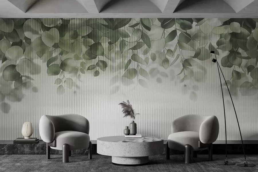 Fototapetai eukalipto lapai už stiklo w01677