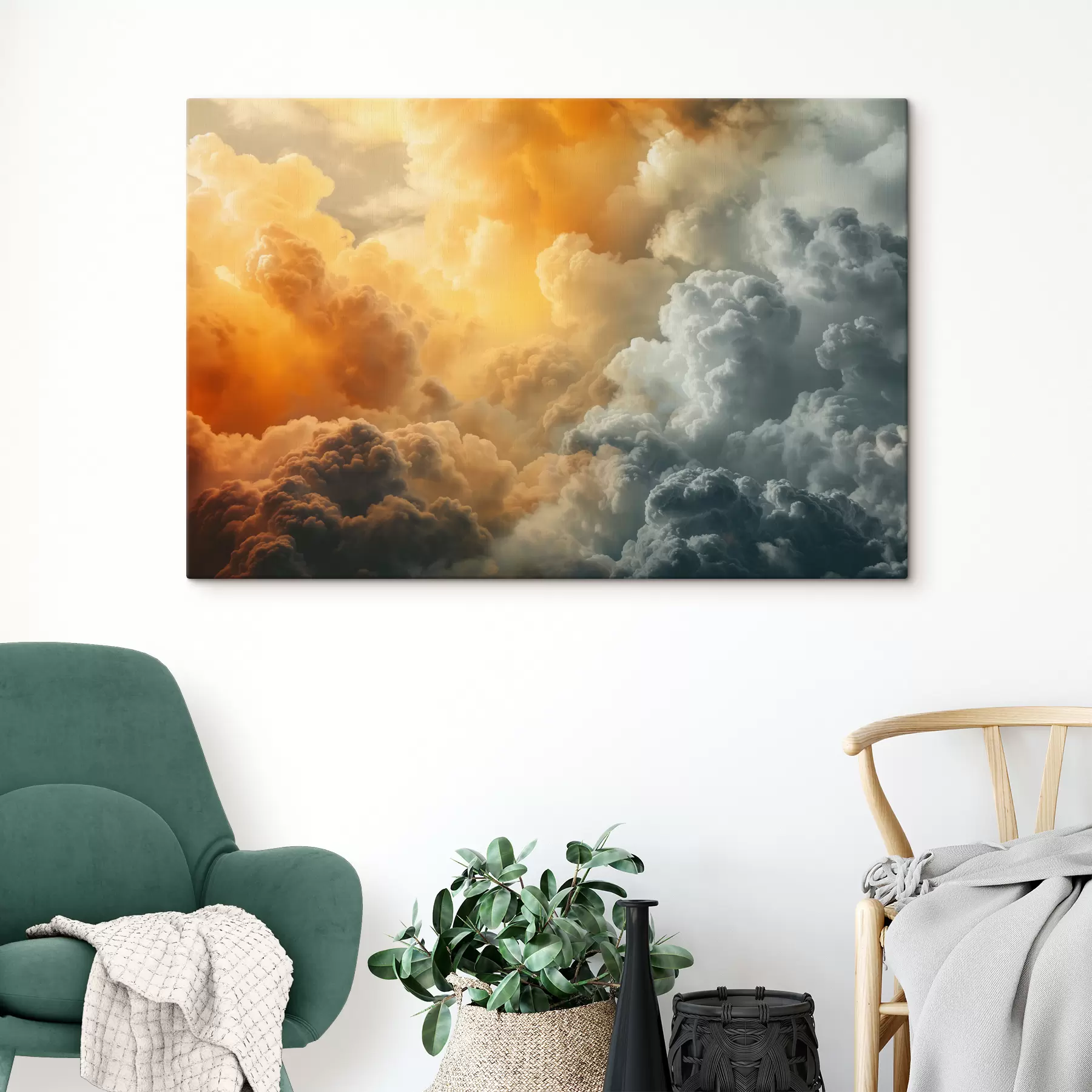 Fototapetai Debesys, tamsiai mėlyna, oranžinė, antikvarinė s40785