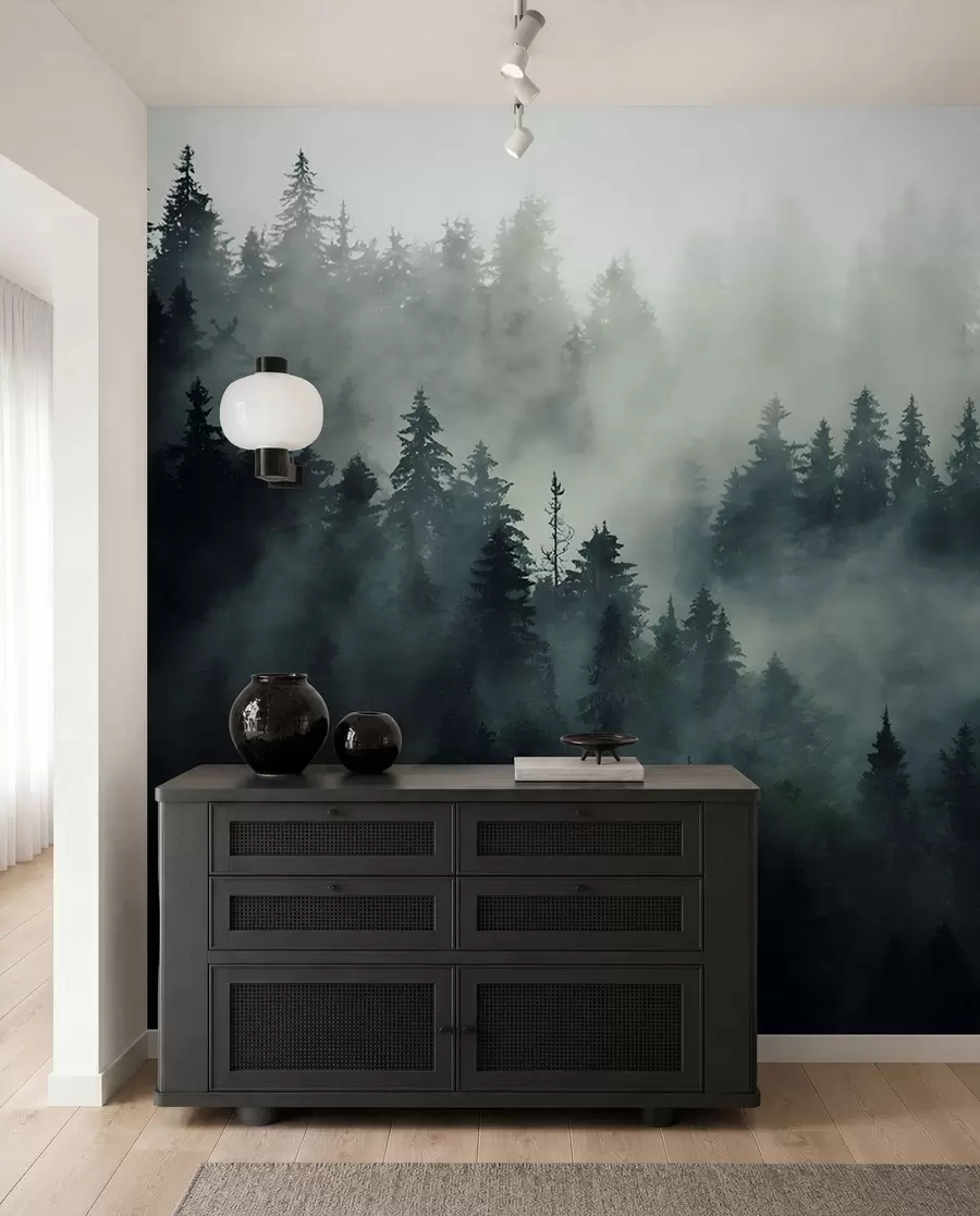 Fototapetai Miglotas rytas, miškas u36439