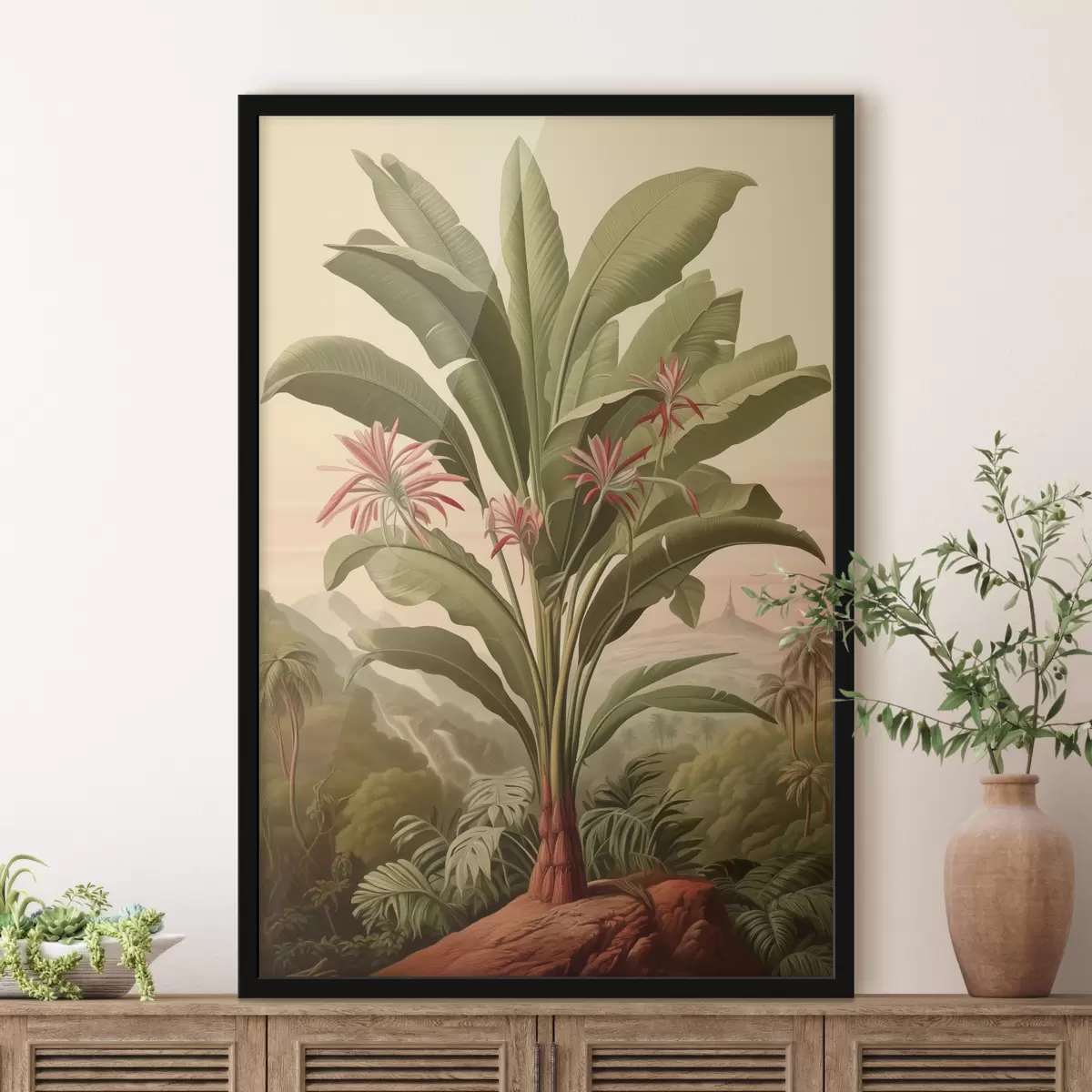 Plakatas Derliaus bananų palmės, žalios spalvos f40878