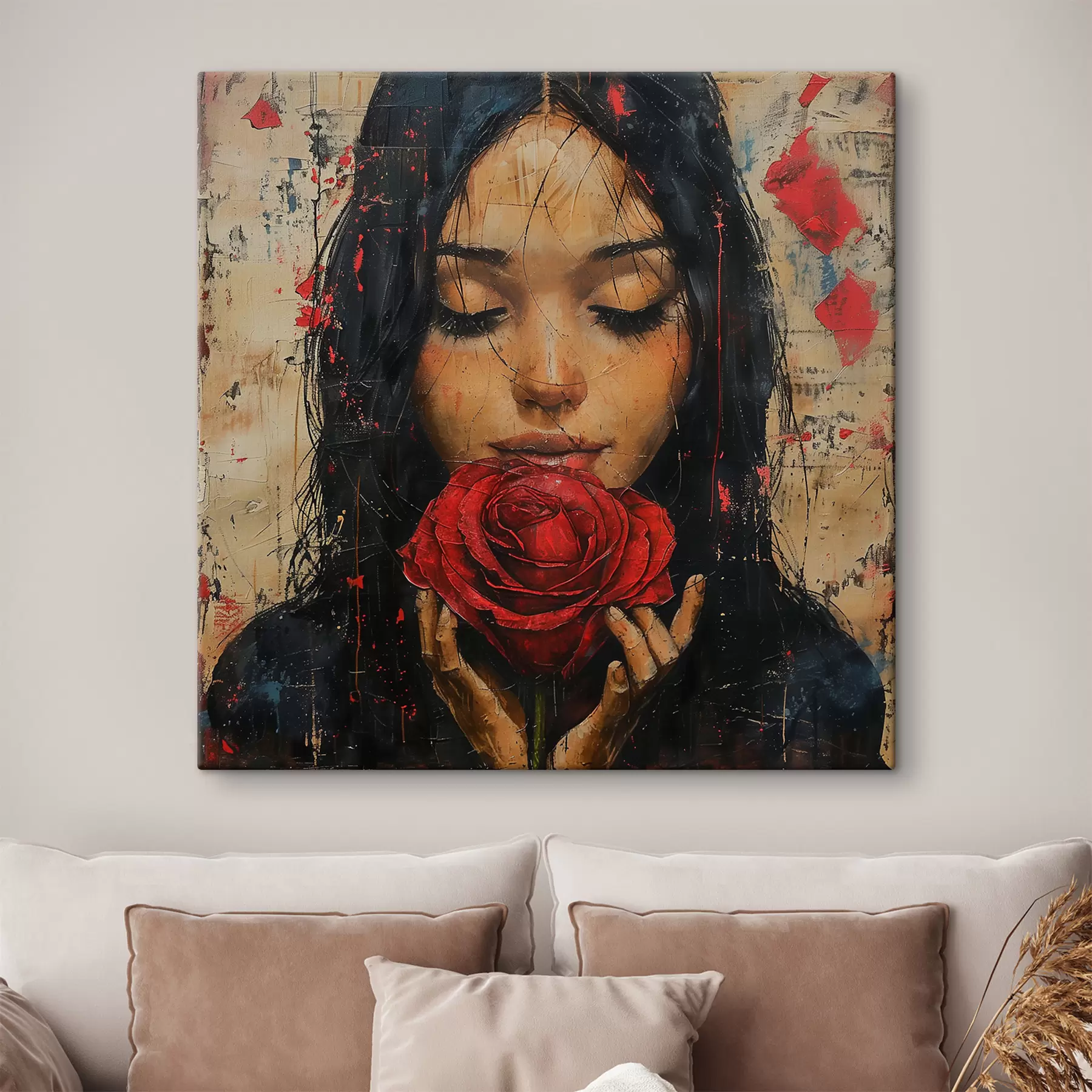 Fototapetai Mergaitė su raudona rože s40898