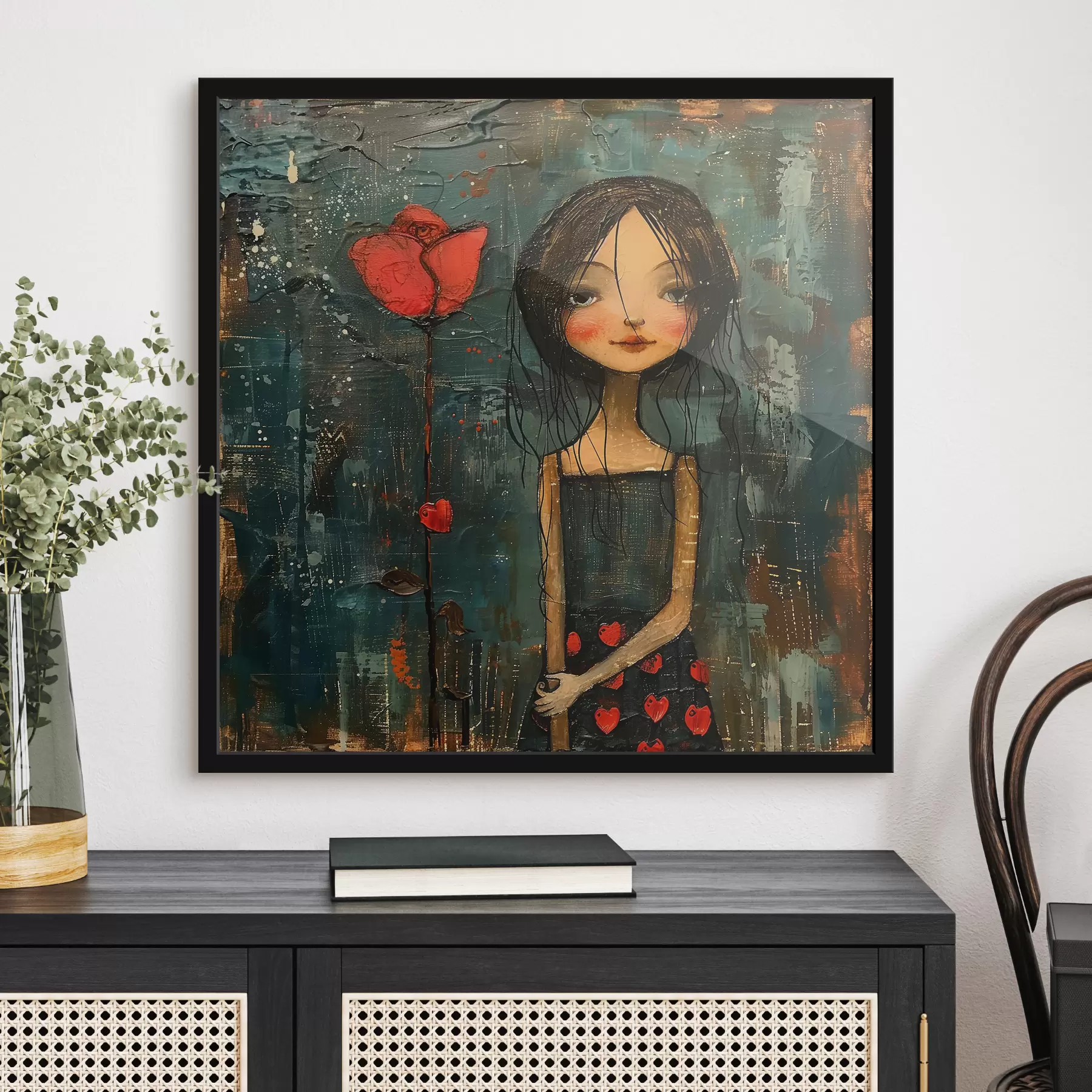 Fototapetai Mergaitė su gėle f40897