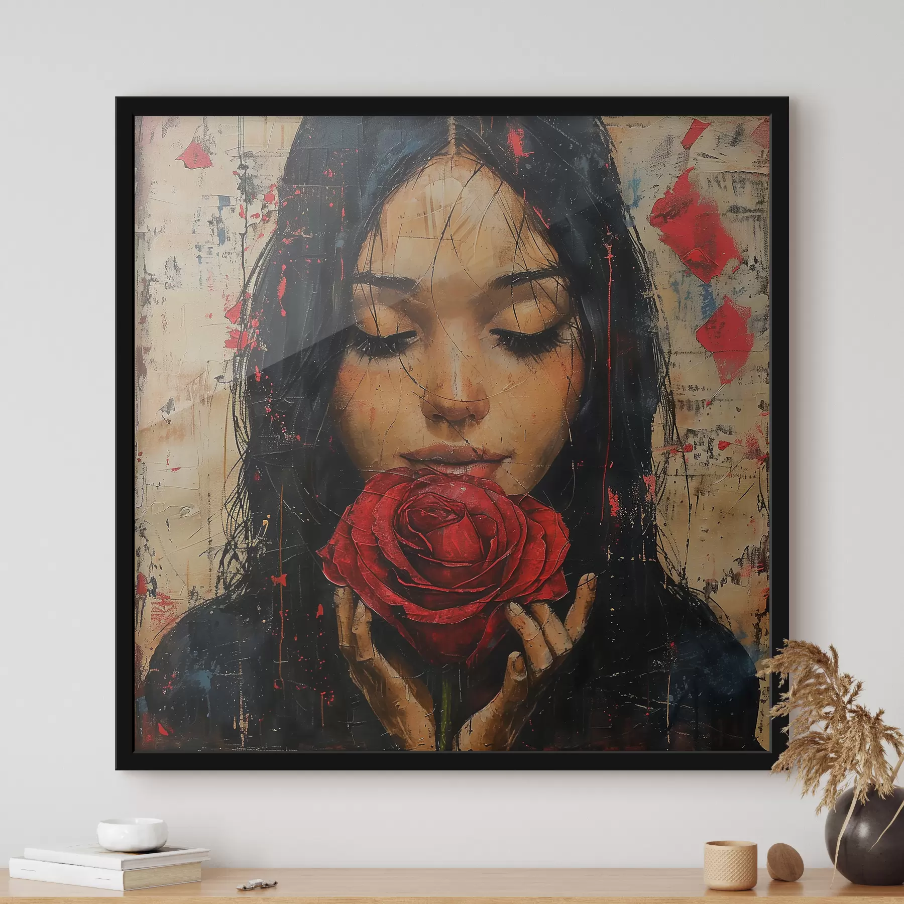 Fototapetai Mergaitė su raudona rože f40898