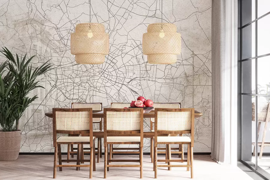 Fototapetai Berlyno miesto žemėlapis, linijinis piešinys, architektūra, Vokietija, smėlio spalvos w01696