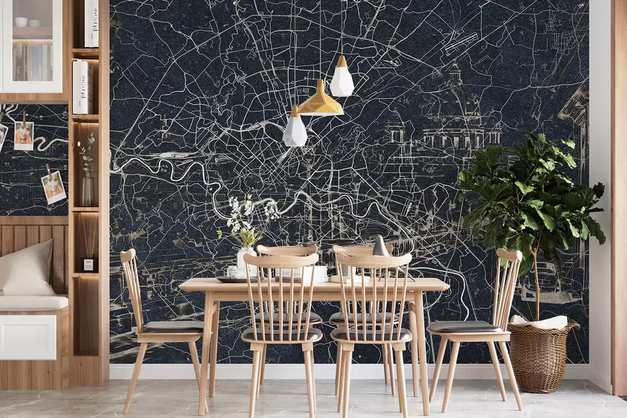 Fototapetai Romos miesto žemėlapis, linijinis piešinys, architektūra, Italija, tamsios spalvos w01698v1