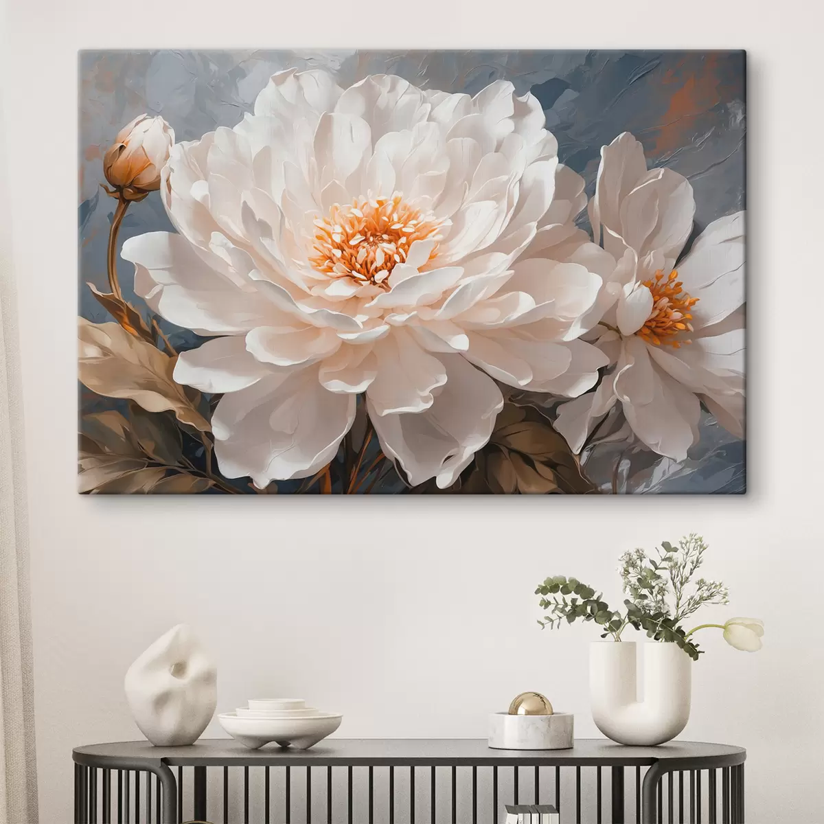 Paveikslėlis Baltos gėlės pilkame fone s40868