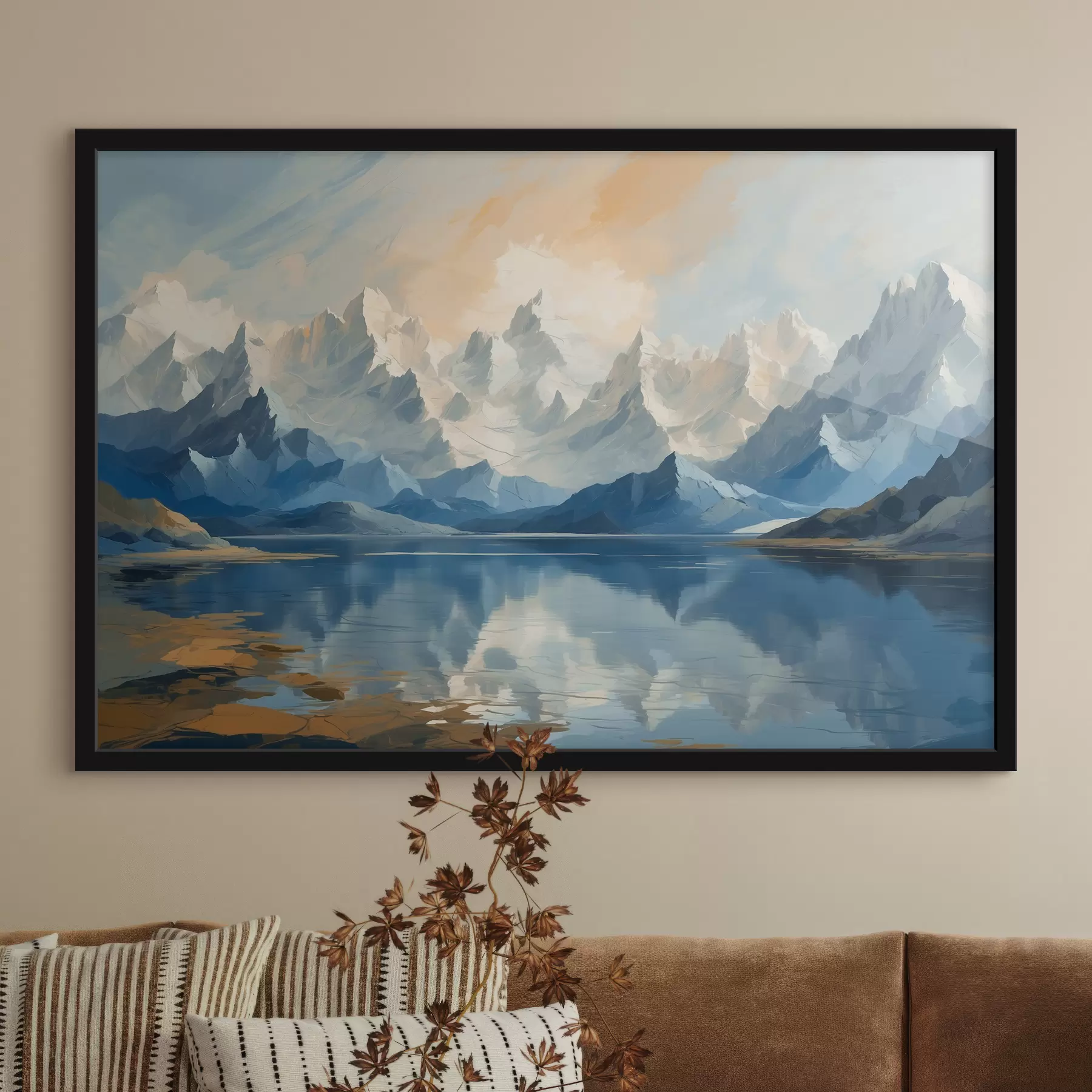 Fototapetai Ežeras ir snieguoti kalnai f40861