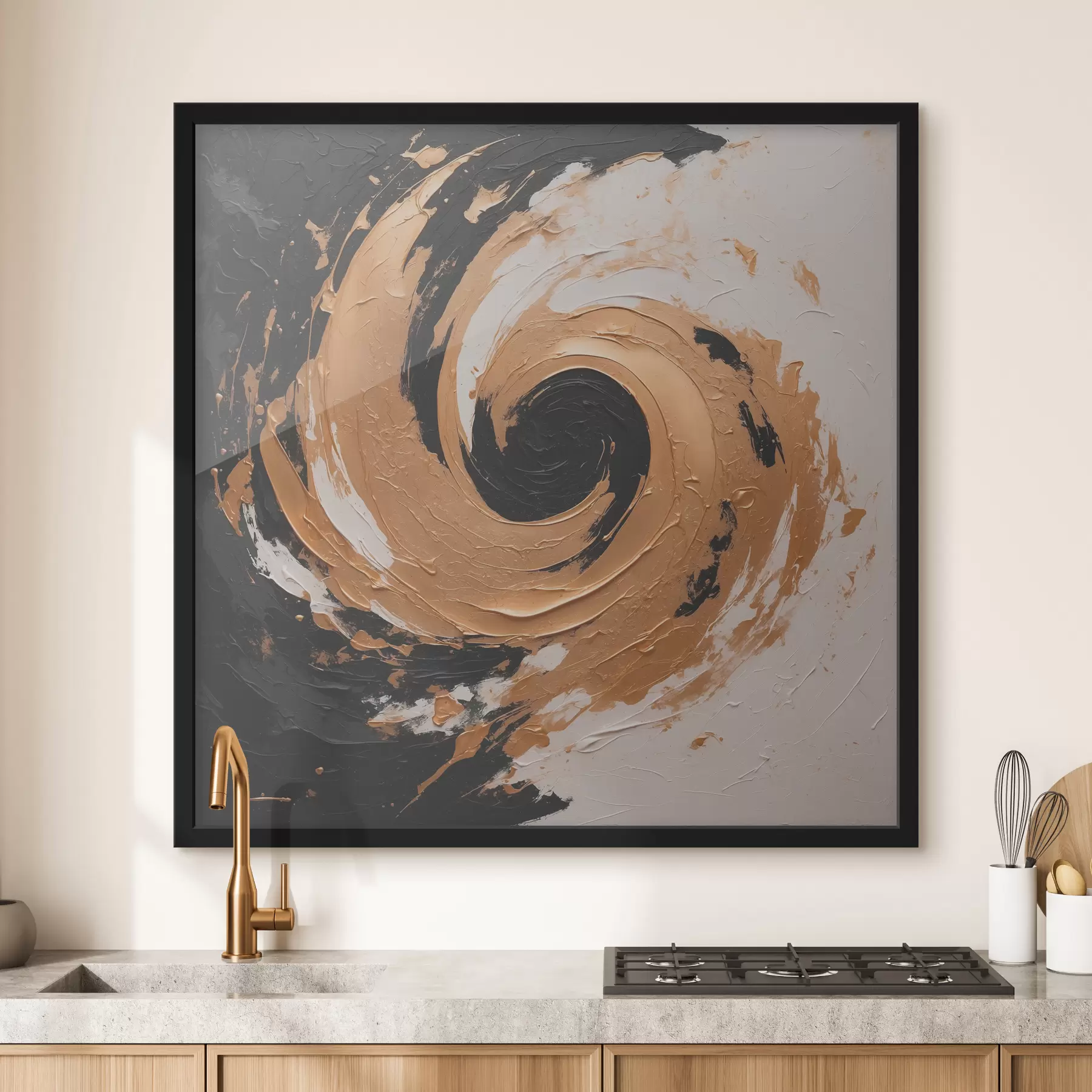 Fototapetai Abstrakti tapyba aliejiniais dažais su juodo sūkuriu f40864