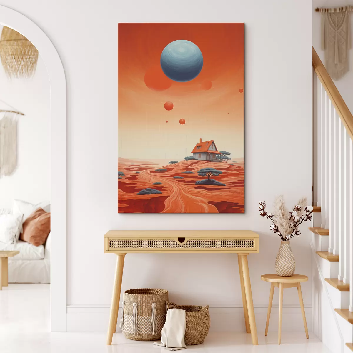 Paveikslėlis Dykuma su namas, futuristinis menas, kosminis, planeta s40944