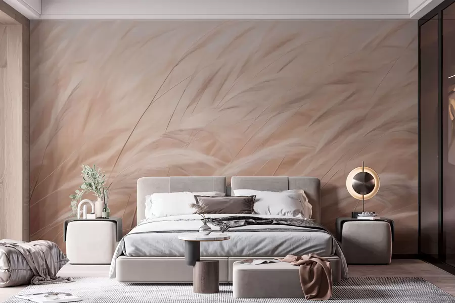 Fototapetai Smėlio spalvos lauko žolės spygliukai w01719v1