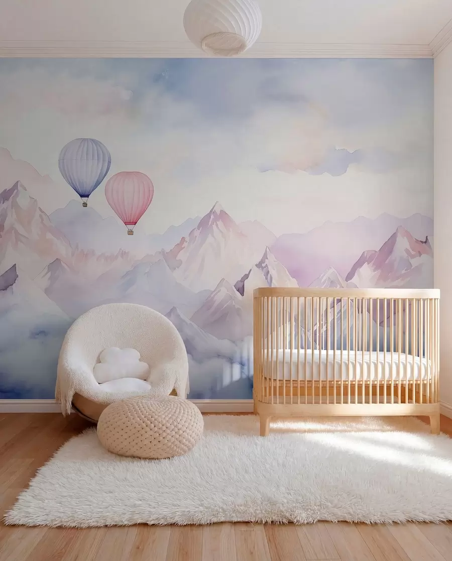 Fototapetai Balionai virš rausvų viršūnių w01786