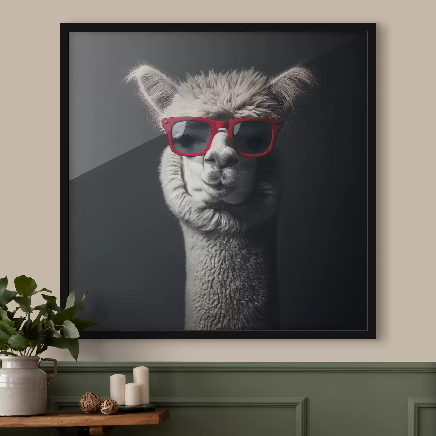 Paveikslėlis Pilka lama su raudonais akiniais f40996