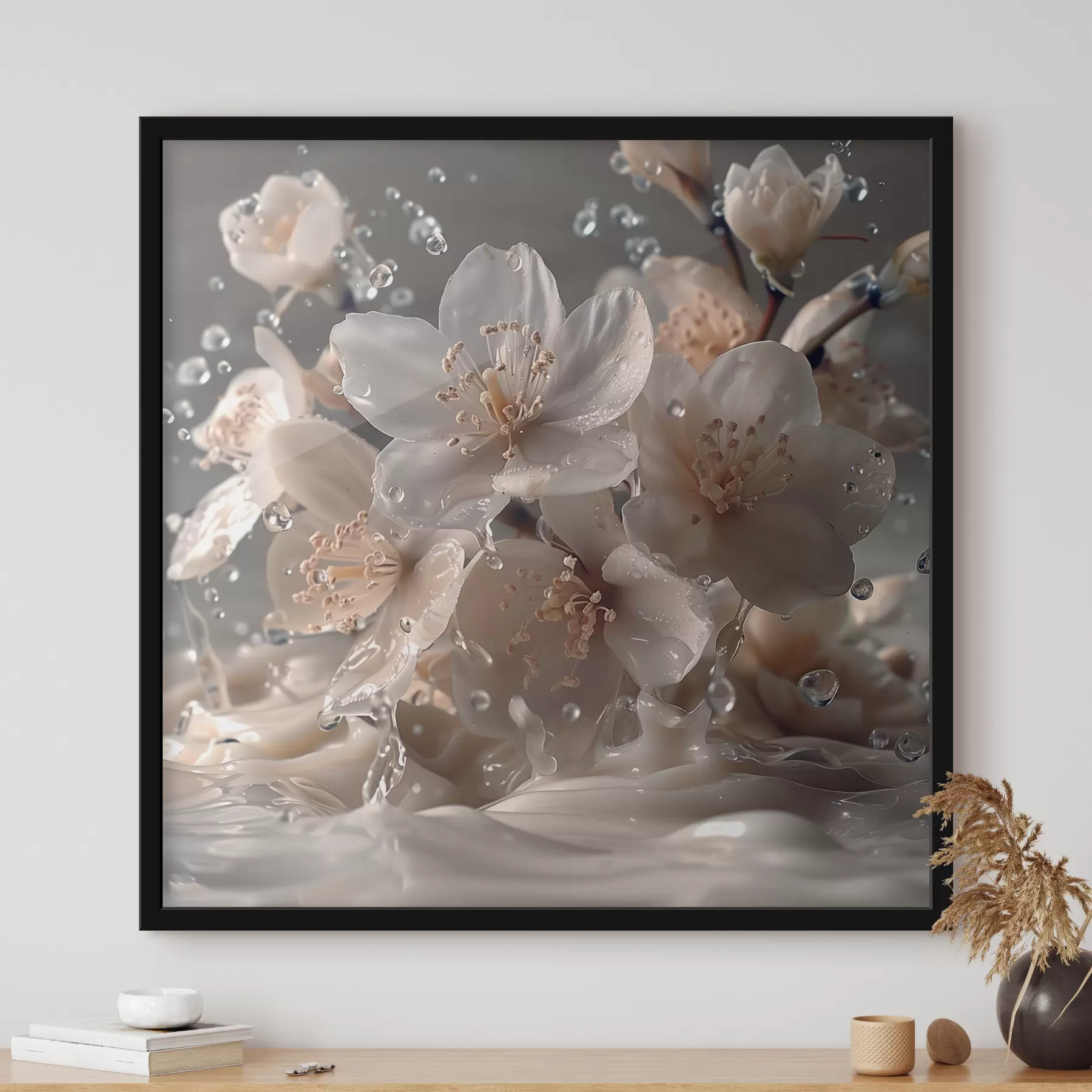 Fototapetai Jazminų žiedai lašelių sūkuryje f41003