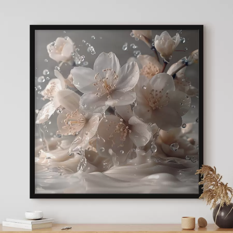 Fototapetai Jazminų žiedai lašelių sūkuryje f41003