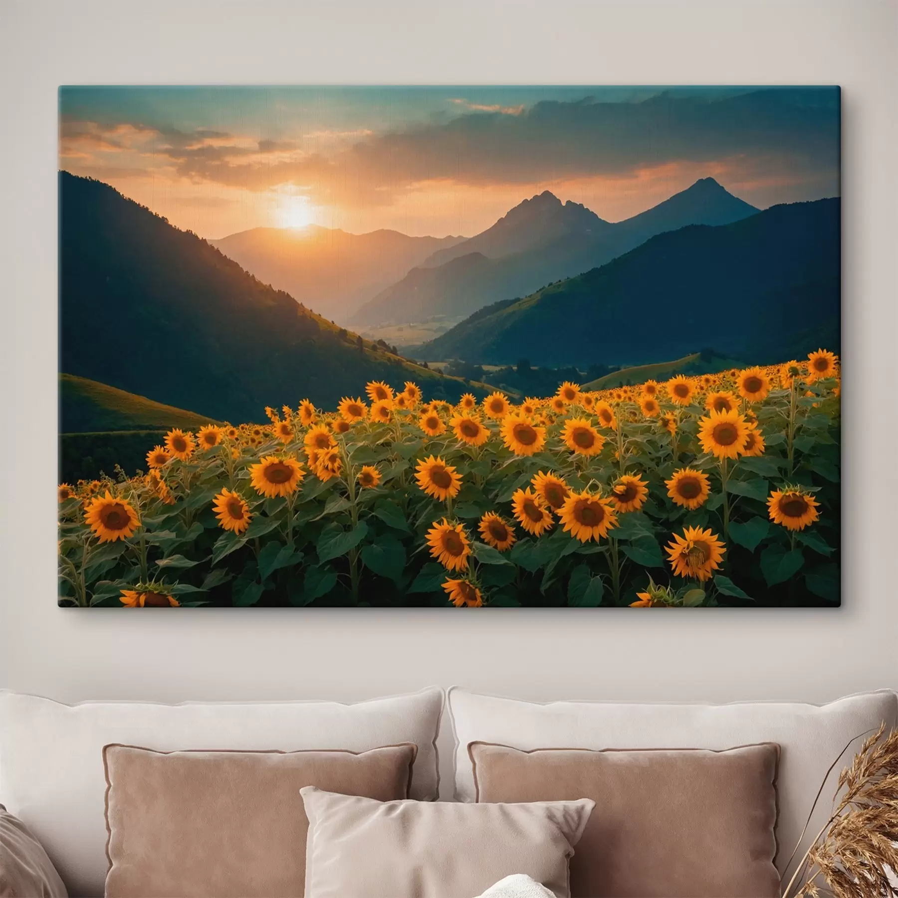 Fototapetai Saulėgrąžos kalnų fone s41049