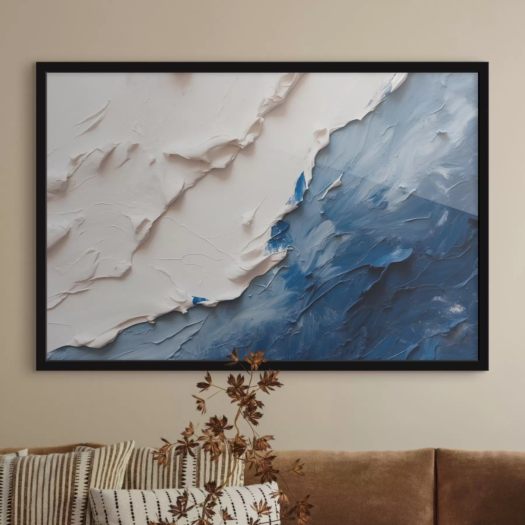 Fototapetai Abstrakcija su balta ir mėlyna alyvos spalvomis f41025