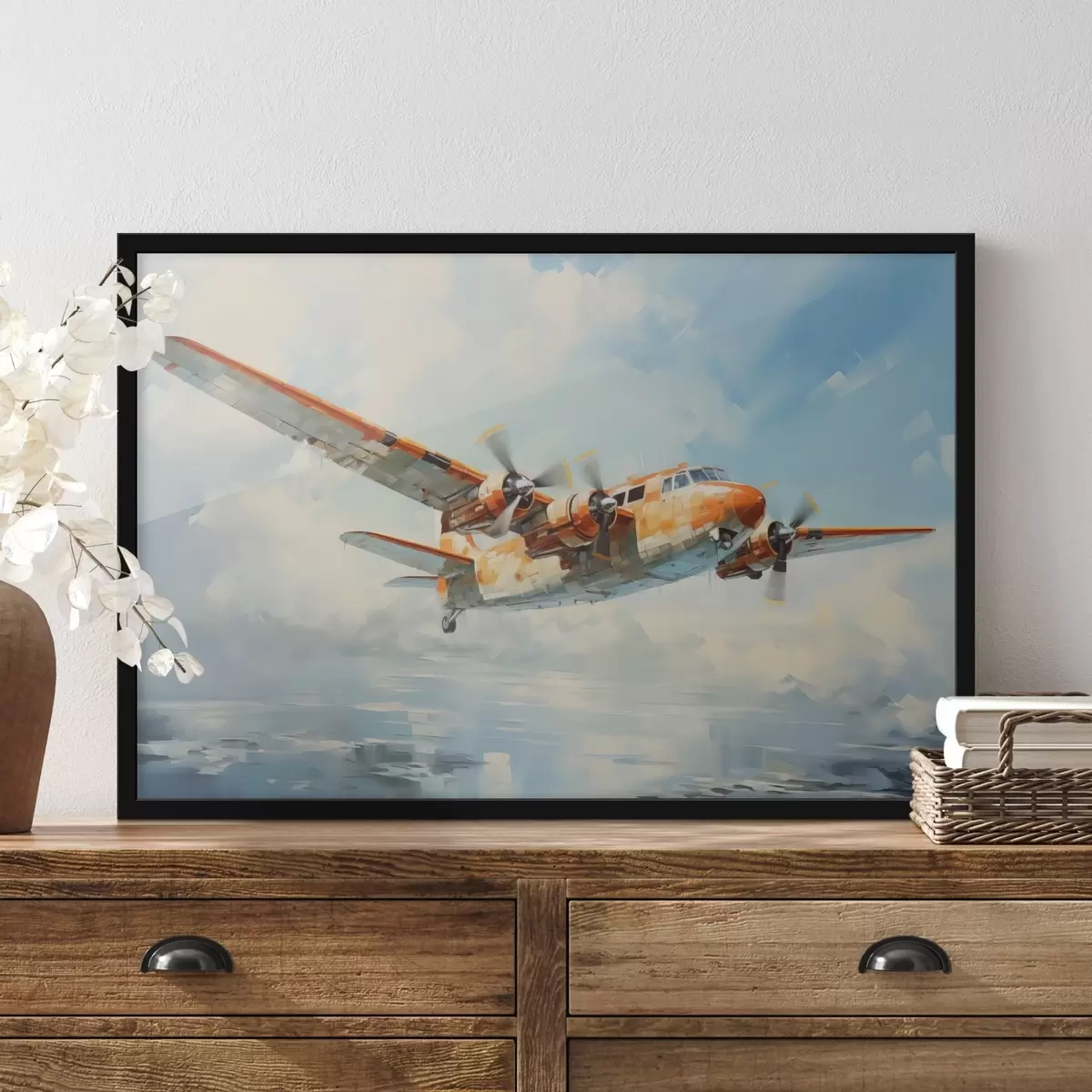 Plakatas Lėktuvas skrenda dangumi f41239