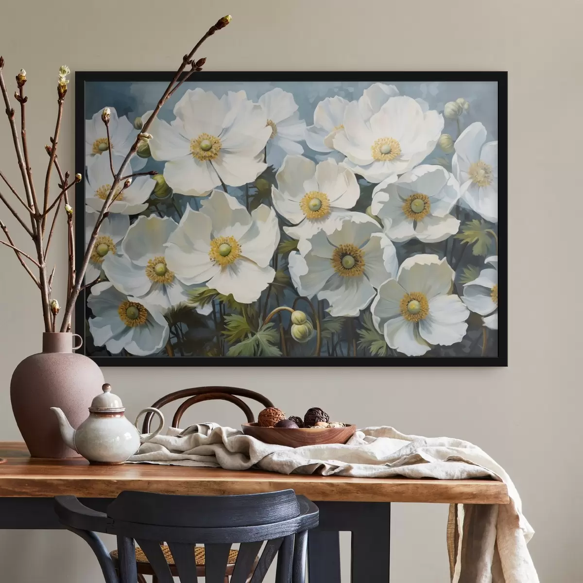 Plakatas Baltai žydintys anemonai f41244