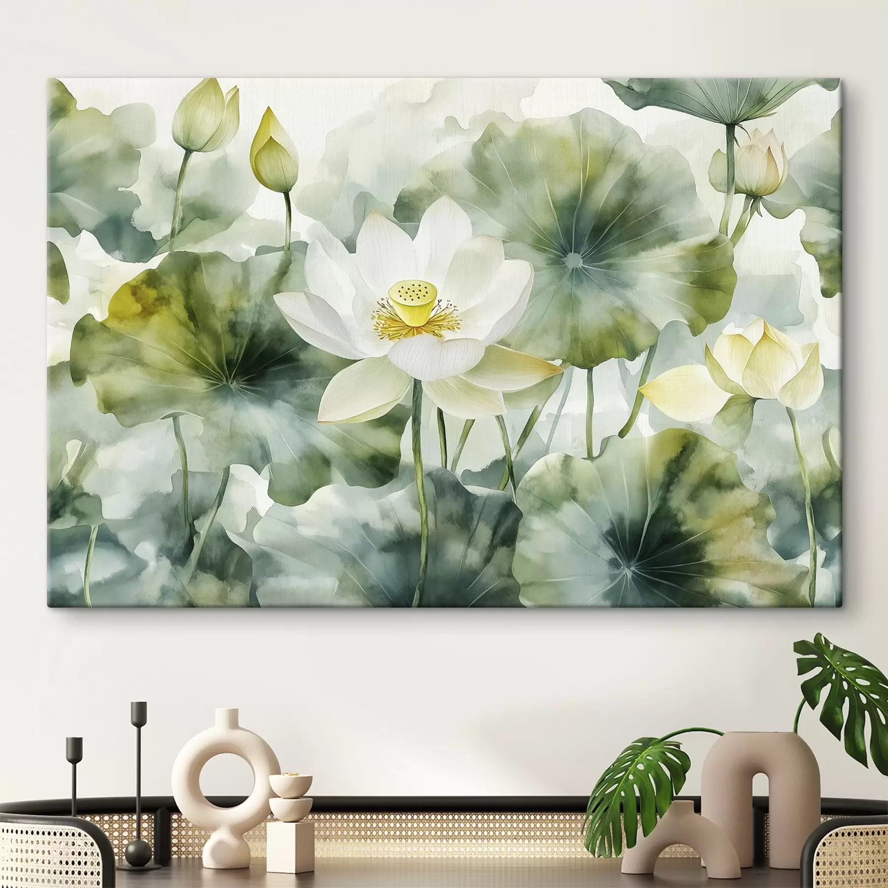 Fototapetai Lotoso gėlės, minkšta akvarelė, gėlių s41229