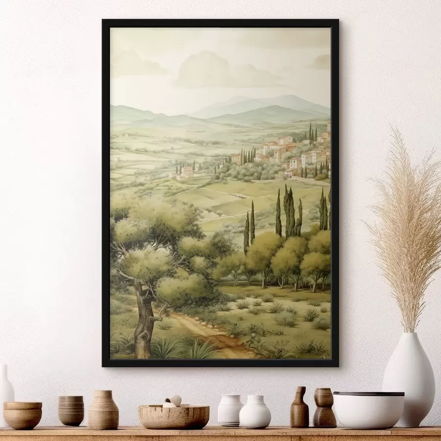 Paveikslėlis Toskanos peizažai, akvarelė, boho stilius f41220