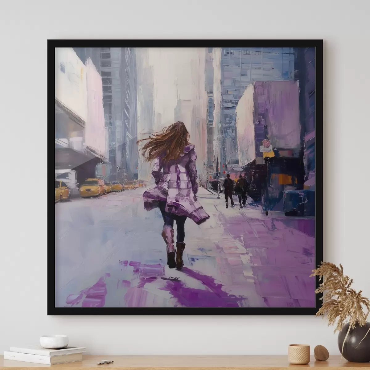 Plakatas Mergaitė violetiniu paltu f41345