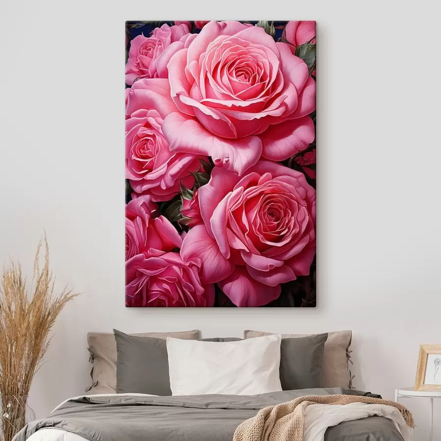 Fototapetai didelės rožinės ryškios rožės s41406