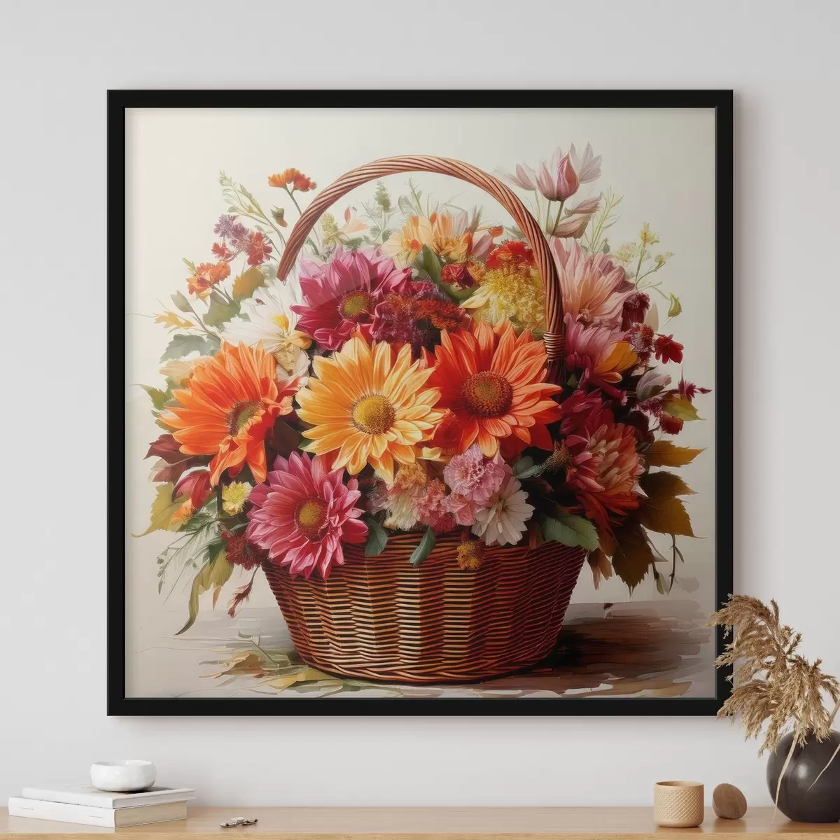 Plakatas krepšelis su rudens gėlėmis f41405