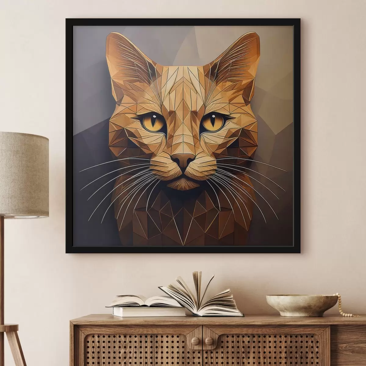 Plakatas iš geometrinių figūrų sudaryta katė f41409