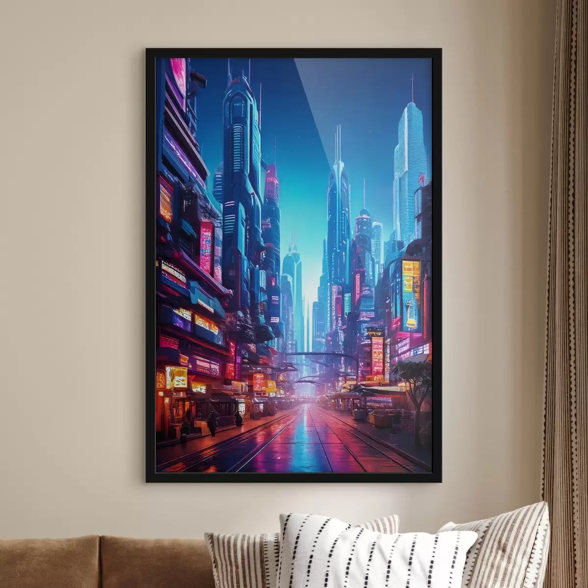 Plakatas futuristinis naktinis miestas f41410