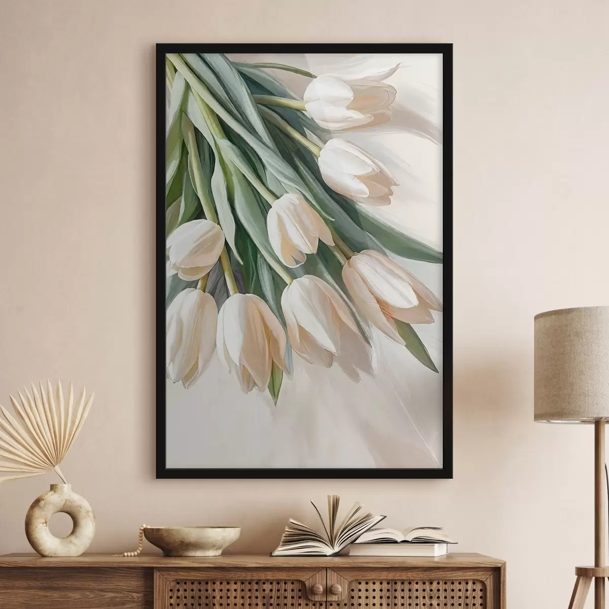 Plakatas Baltos tulpės stambiu planu f38271